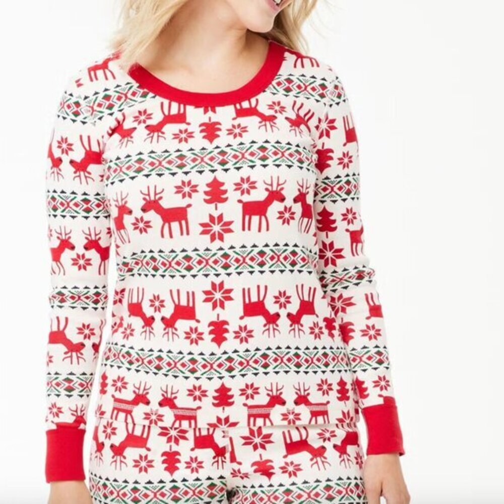 Hanna Andersson Dear Deer Holiday Long John Pajama Top Women's XS